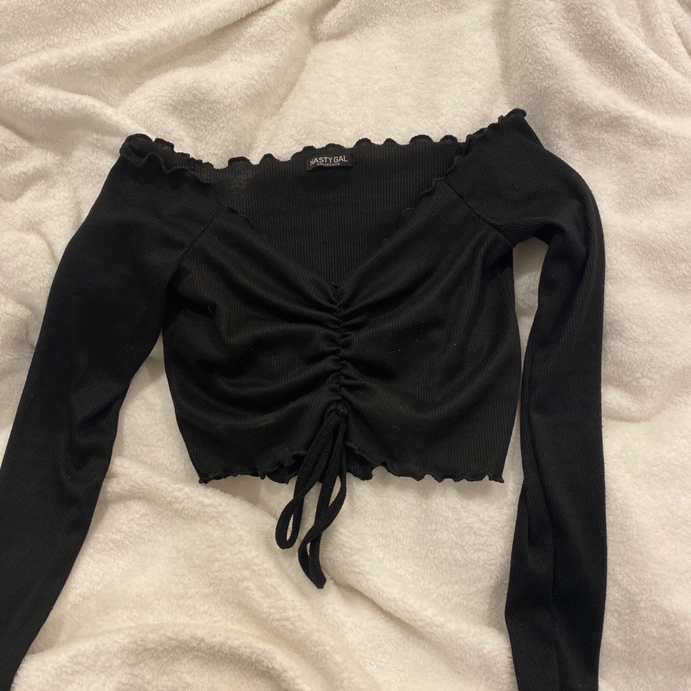 NastyGal cropped black long sleeve
